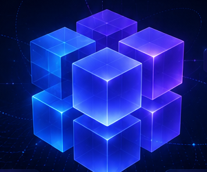 Futuristic modular cubes representing connected IT systems